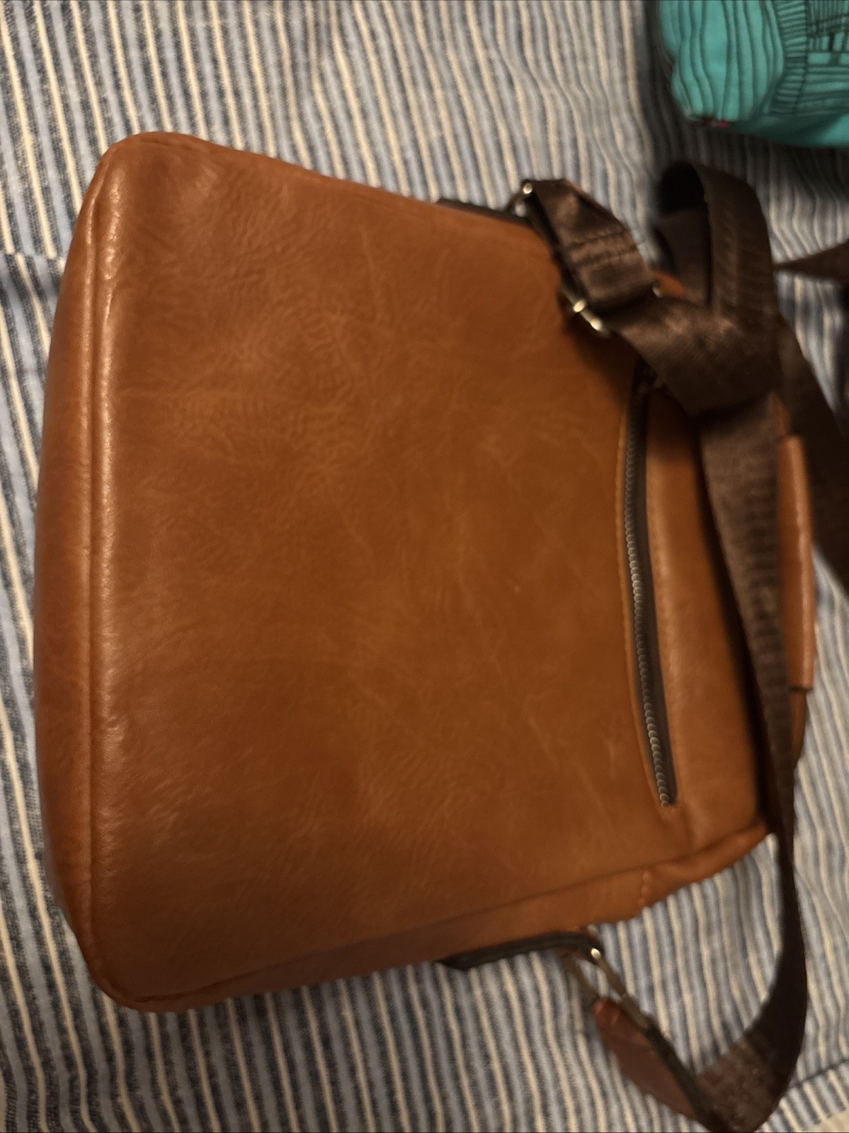 WEIXIER Brown Solid Crossbody Bag for Men, Shoulder Strap, Zip Closure