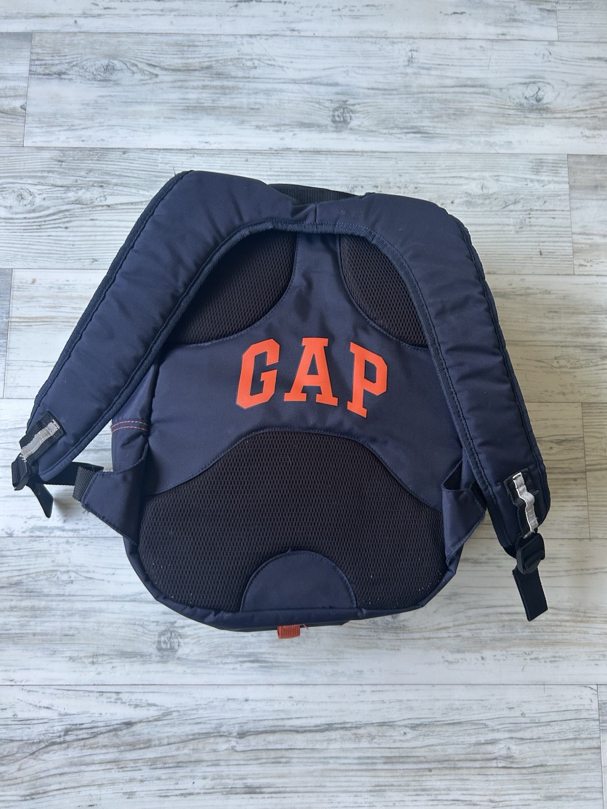 Vintage GAP Technical Backpack Blue Orange Bungee Cord Gorpcore Hiking Bookbag