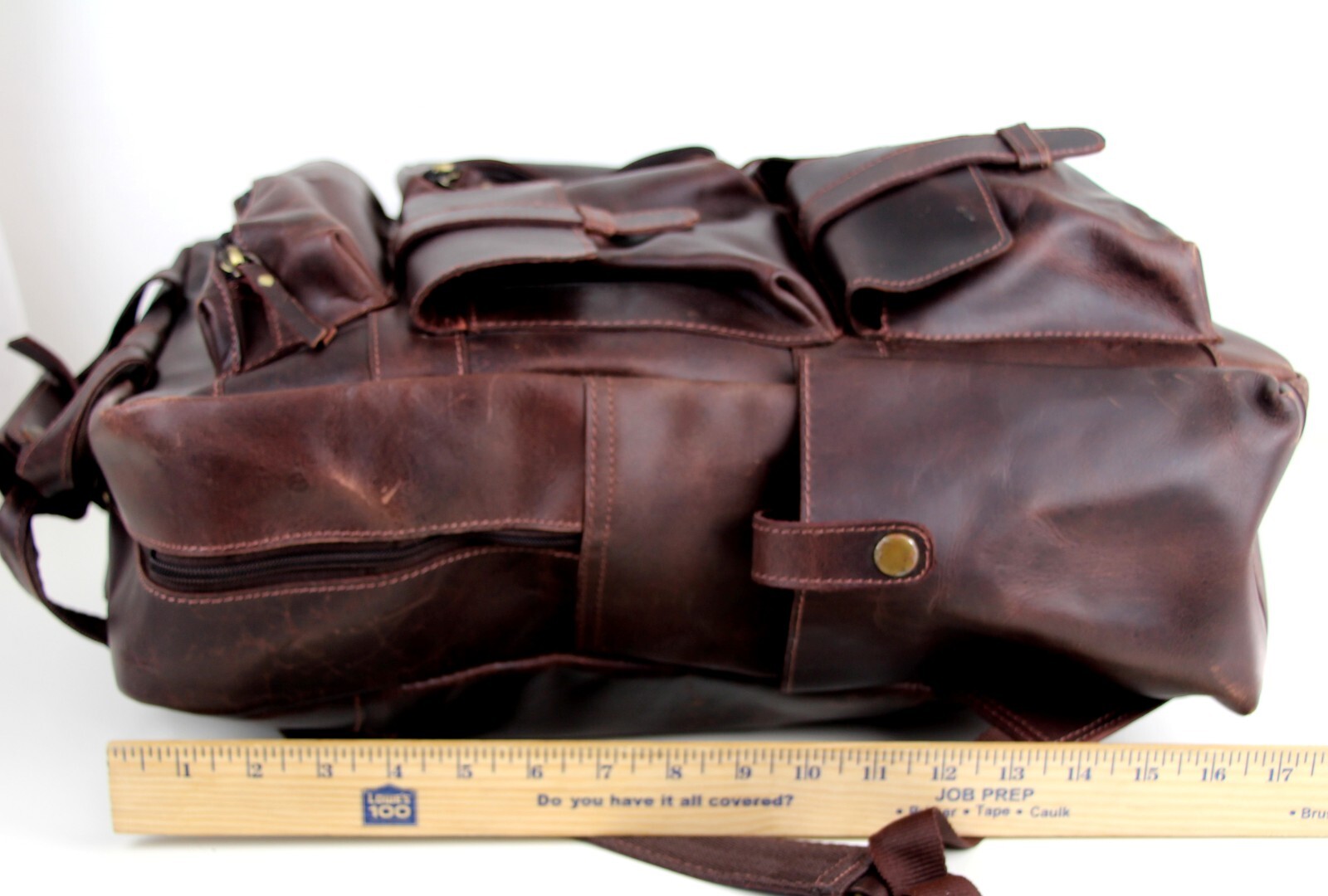 LARGE HandCrafted SADDLE BROWN GENUINE LEATHER LAPTOP BAG SHOULDER BAG BACKPACK