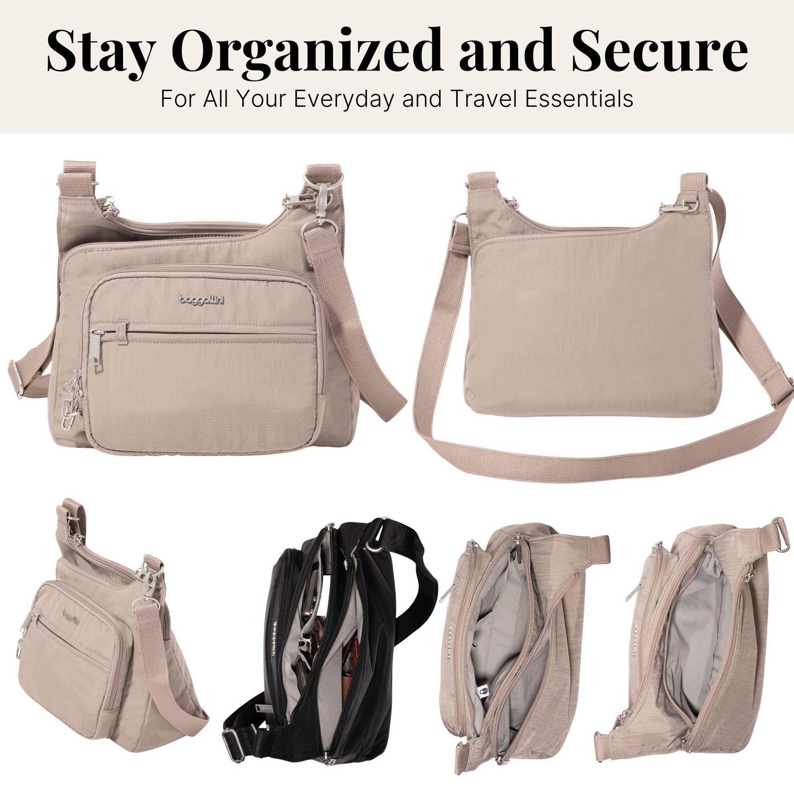 Baggallini Securtex® Anti-Theft Crossover Crossbody Bag One Size, Moonrock