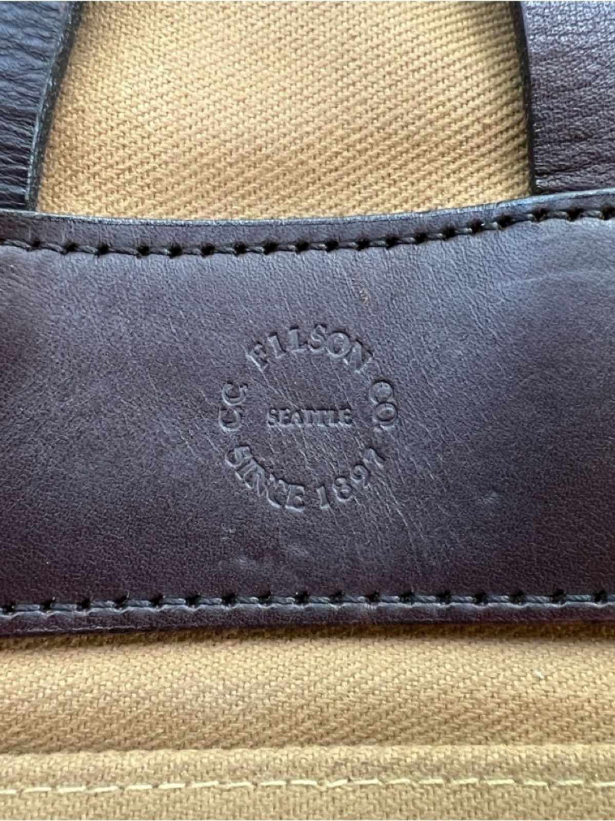 VTG Authentic Filson Medium Field Bag 232 Tan Canvas Bridle Leather Excellent