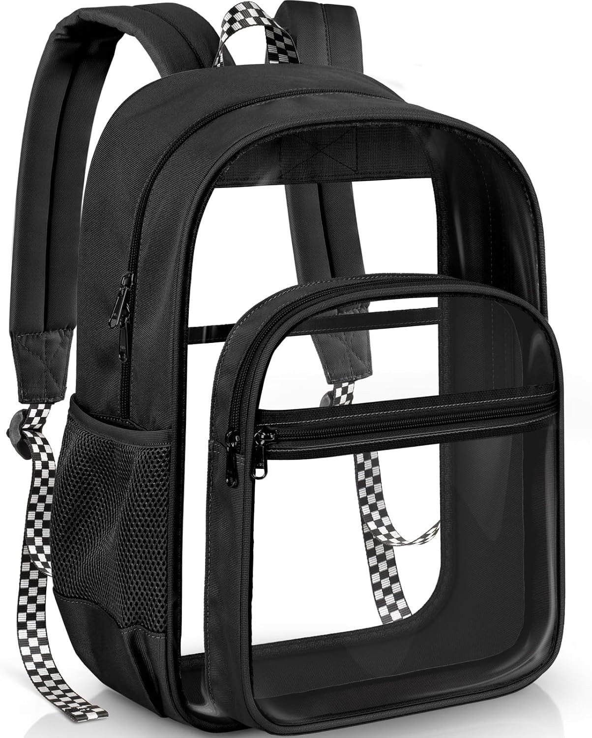 Clear Backpack Heavy Duty Fabric & PVC Transparent Bookbag, See through Bag for