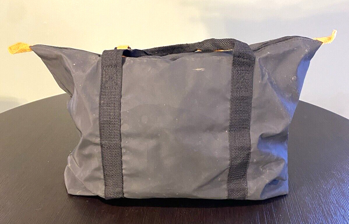 Bill Blass Retro Weather-proof Carry Bag Tote Jet Foldable Duffle Black Gold