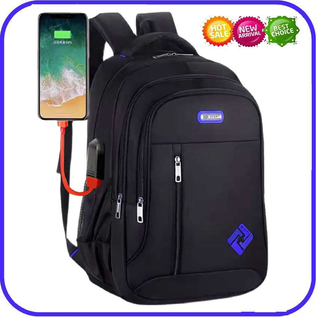 17″ Large Laptop Backpack Oxford Backpack Travel Business Bag w/ USB Charge Port
