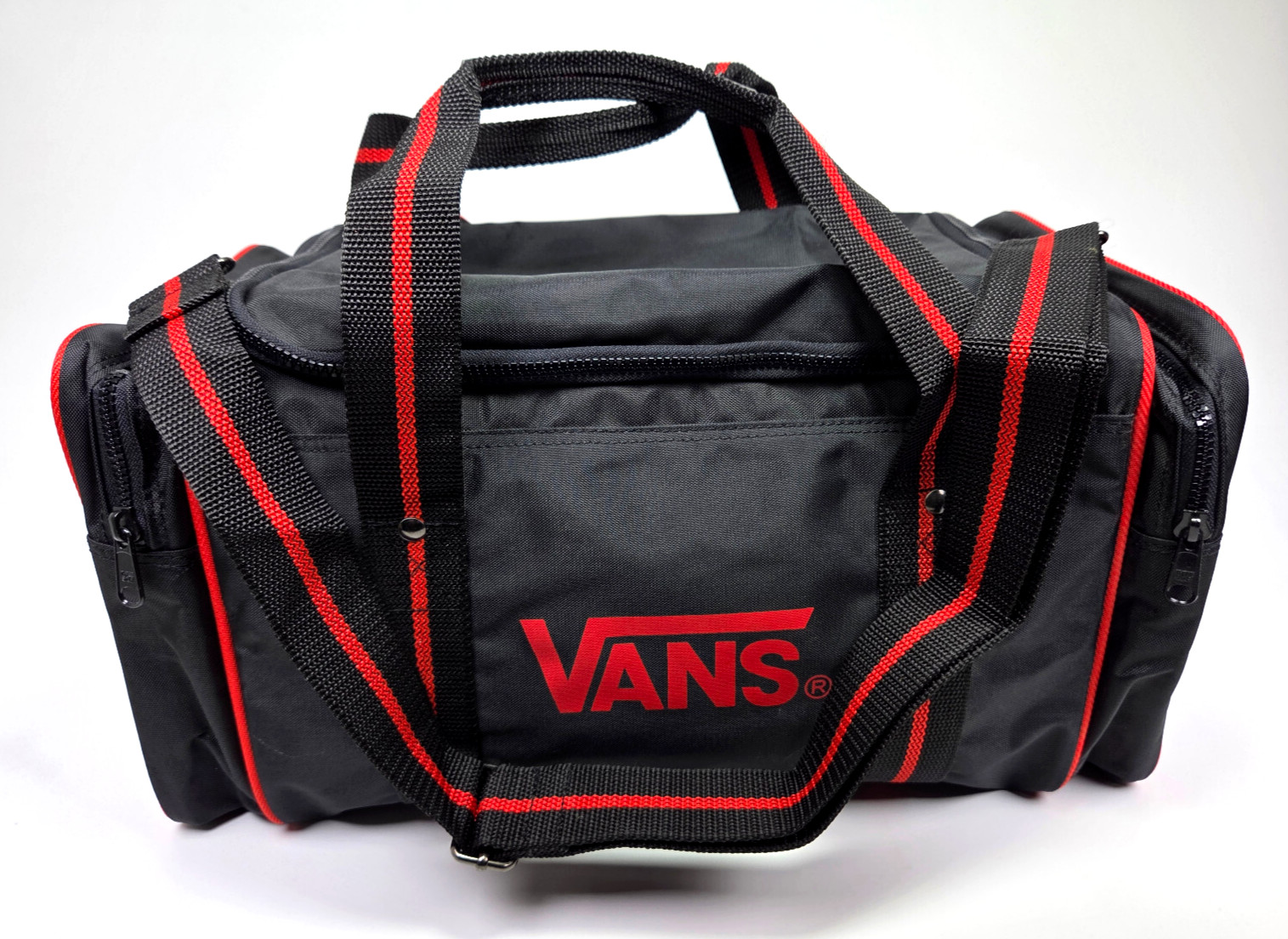 Vans off the Wall Duffel Bag Gym Black 19″ x 9″ Small Rare Vintage Made in Korea
