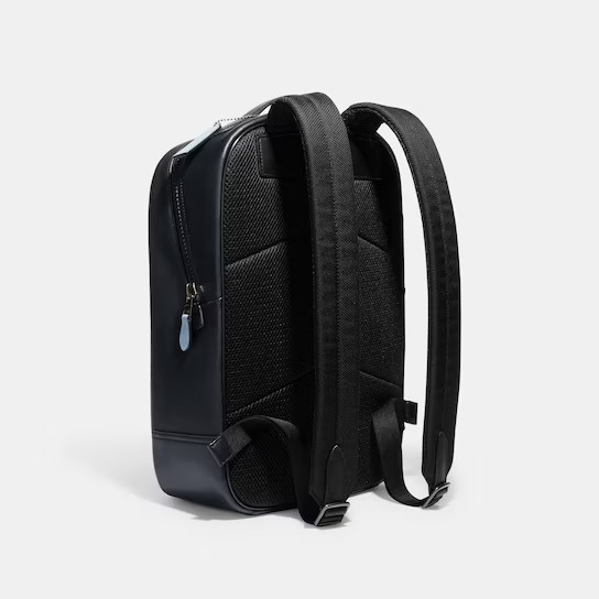 Coach Men’ Navy/Black Westway Colorblock Coach Patch Leather Backpack (CE493)NWT