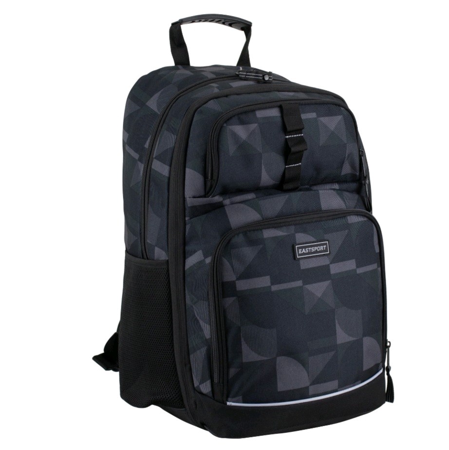 Eastsport Unisex Pro 19″ Backpack Expandable Recycled Studio Geo Black Gray