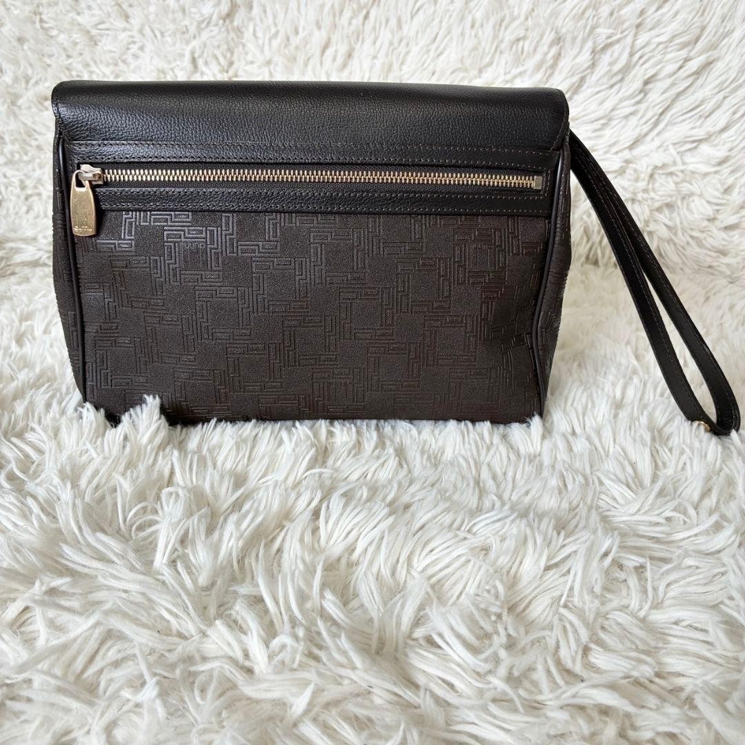 Dunhill Brown Leather Clutch Bag Men’s Vintage Formal Business Accessories