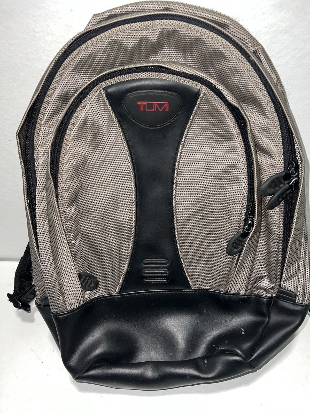 Tumi T2 Tech Gunmetal Ballistic Nylon And Black Leather Laptop Backpack