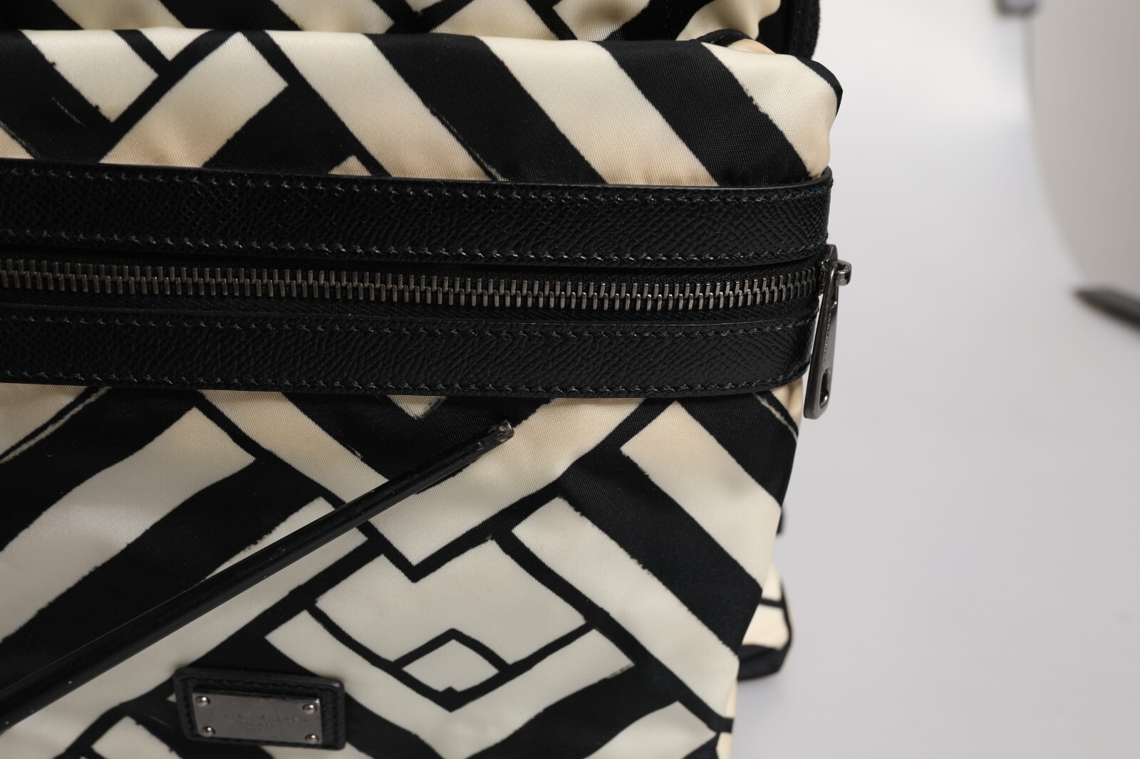 DOLCE & GABBANA Bag Black White Nylon Leather Travel Back Pack Men Borse 1380usd