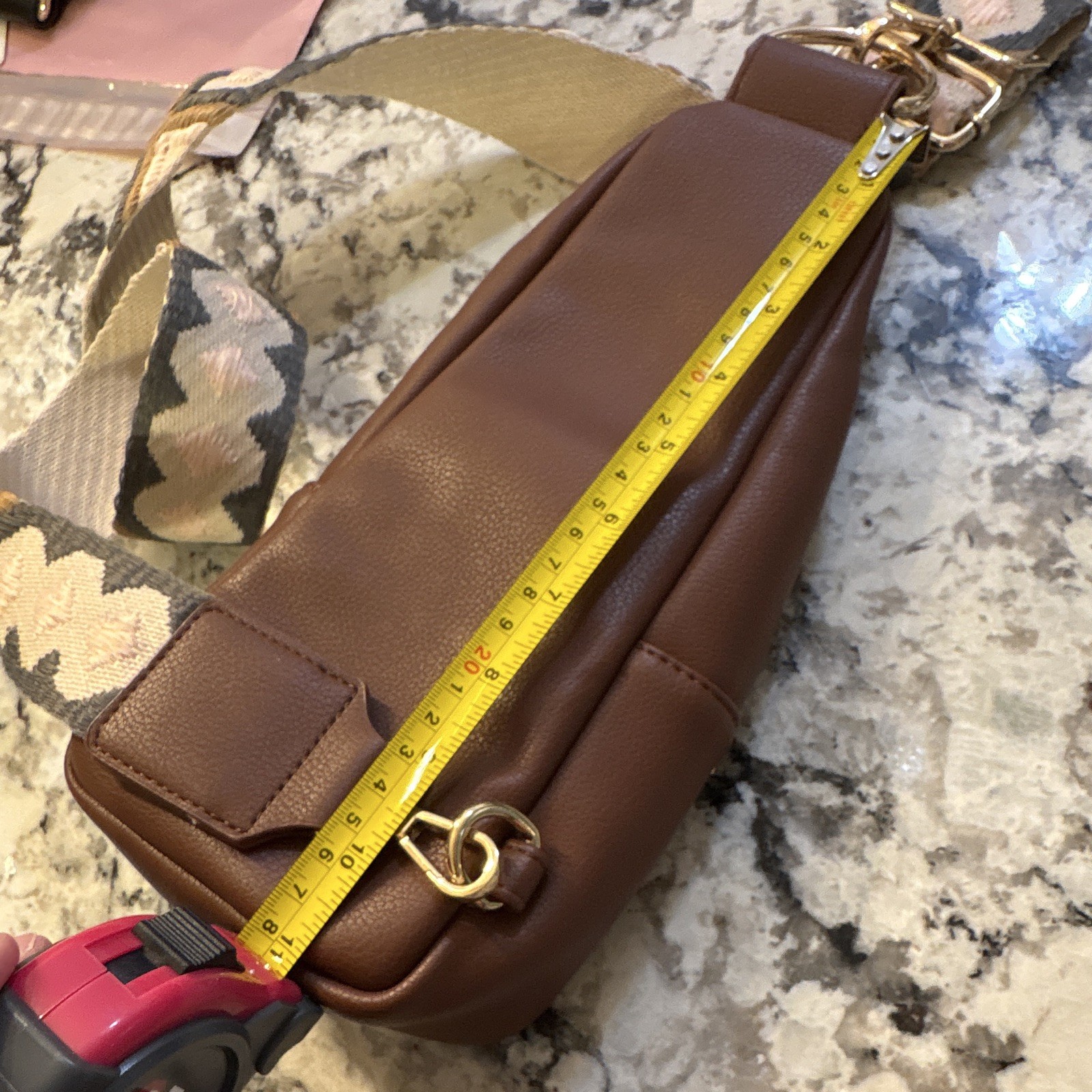 Pink Cove Small Brown Crossbody Sling Bag Zip, Adjustable Strap