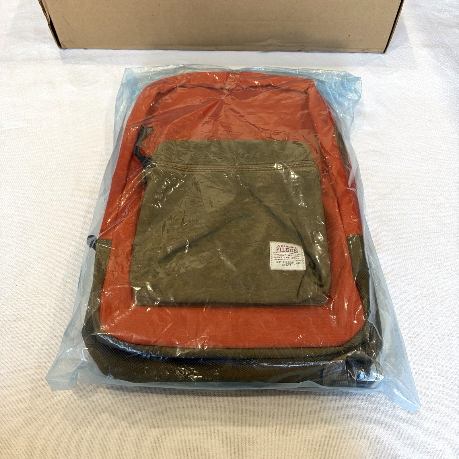 FILSON Surveyor 25L Backpack Dark Tan/Flame 20277987 NWT