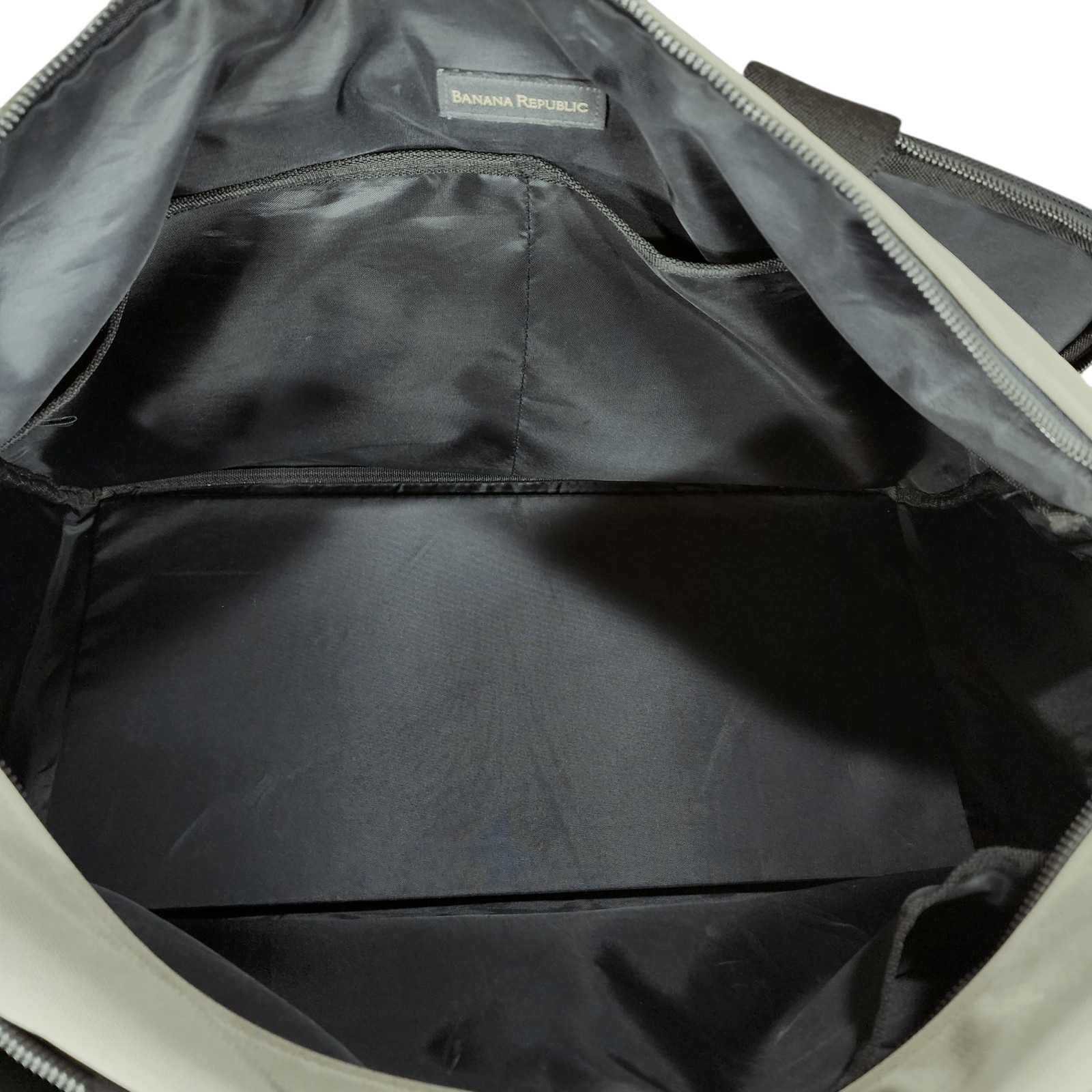 Vtg Banana Republic Duffle Bag Weekender Nylon Canvas Leather Large Travel Black