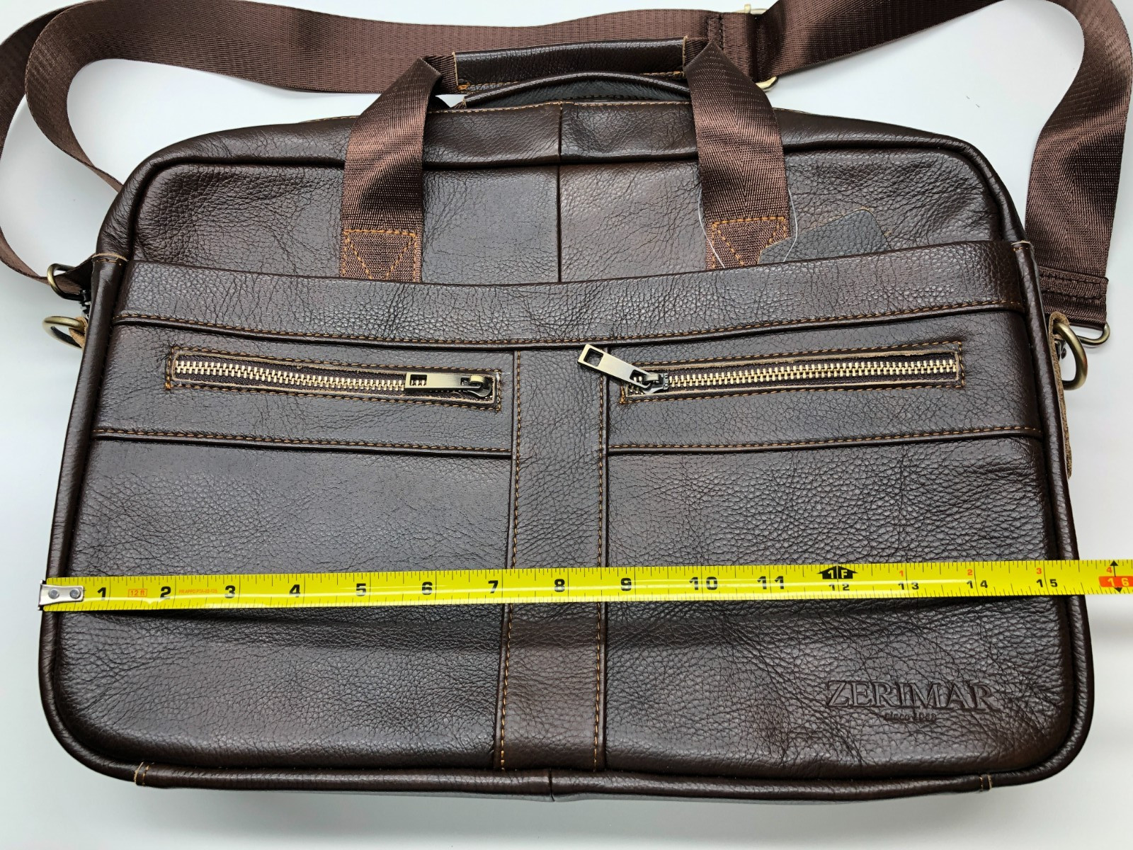 Zerimar Goche Leather Briefcase Laptop Bag Shoulder Strap Adjustable Spain NWOT