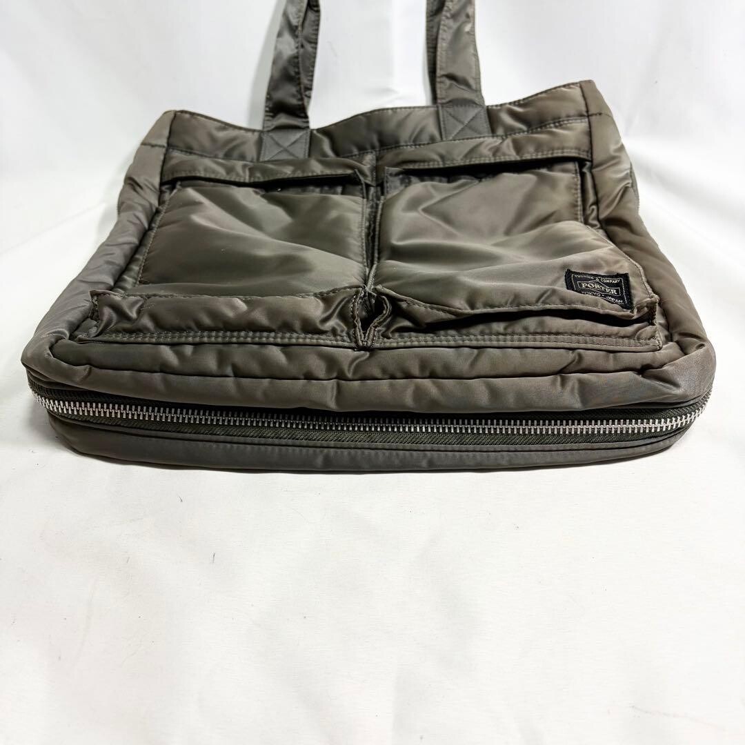 Porter Tanker 2Way Tote Bag Gray Nylon Expandable Large Capacity A4 Mens Bag