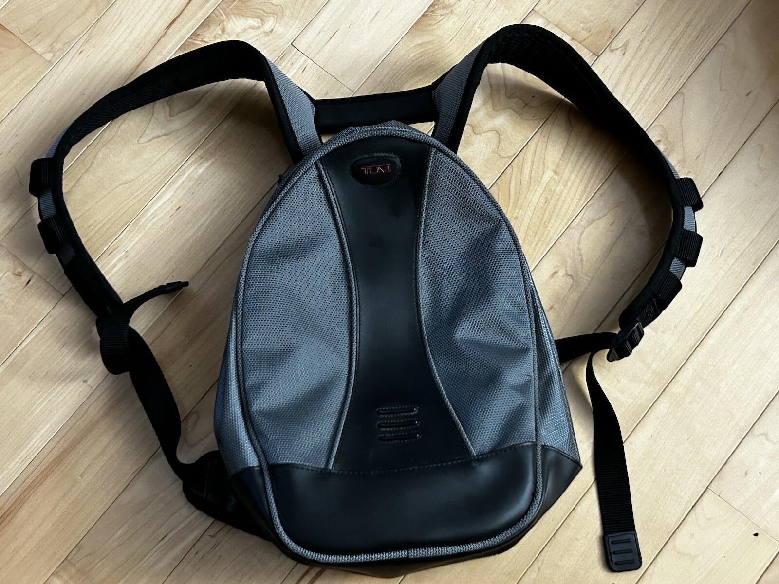 Vintage Tumi T2 Tech Gunmetal Ballistic Backpack Nylon Black Leather Laptop