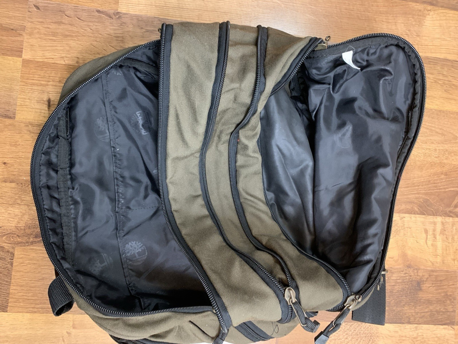 Timberland Canvas Messenger Bag Laptop Briefcase Green Black 14×17