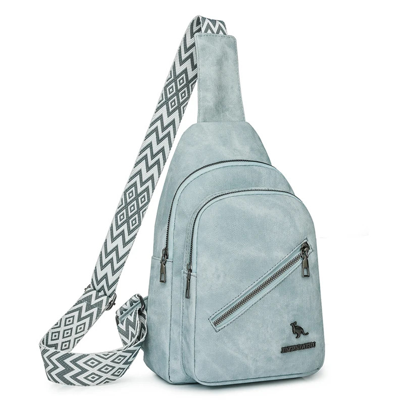 PU Leather Chest Bag Small Waist Bag Adjustable Guitar Strap Crossbody Sling Bag