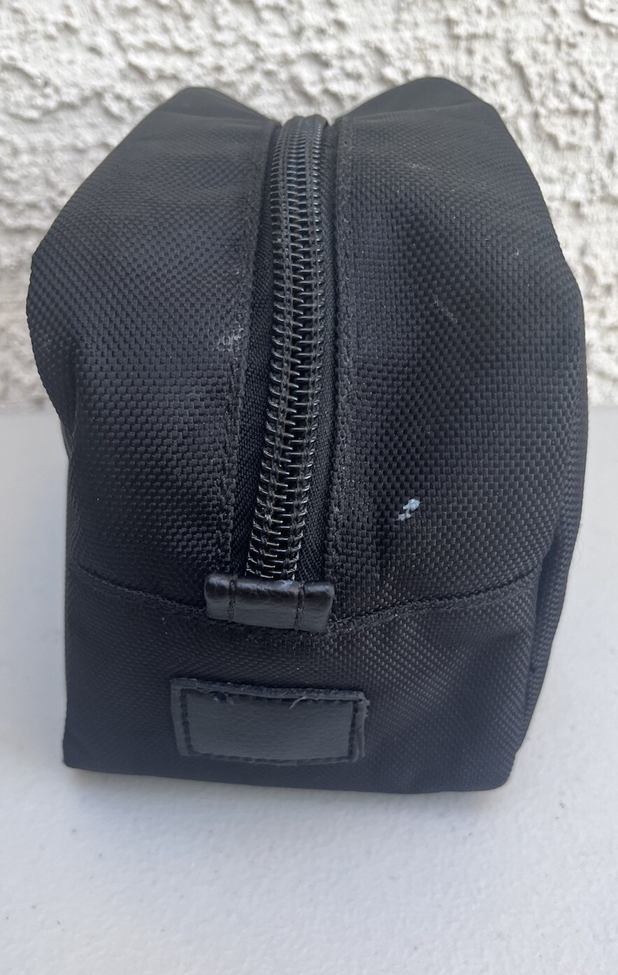 Alpine Swiss Toiletry Bag Black Leather/canvas With Handle