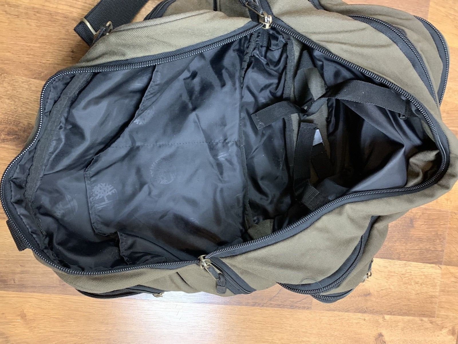 Timberland Canvas Messenger Bag Laptop Briefcase Green Black 14×17