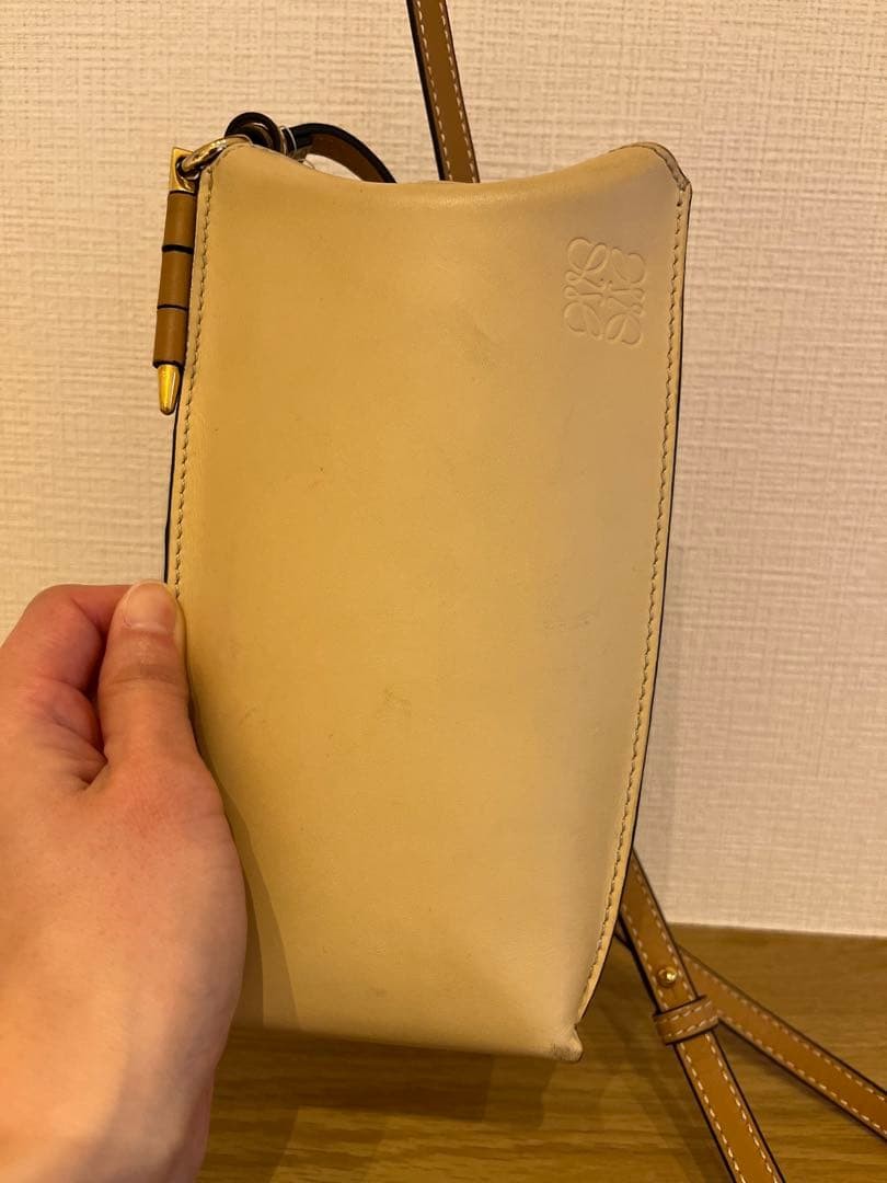 Loewe Gate Pocket Pochette Shoulder Bag Beige Ivory w/dustbag Card 8x18cm