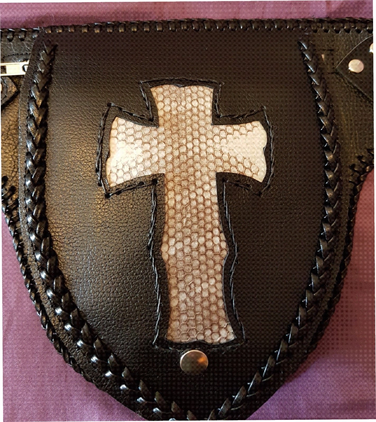 Leather & Seasnake Utility Belt Pouch Biker Hip Money Belt Larp Steampunk