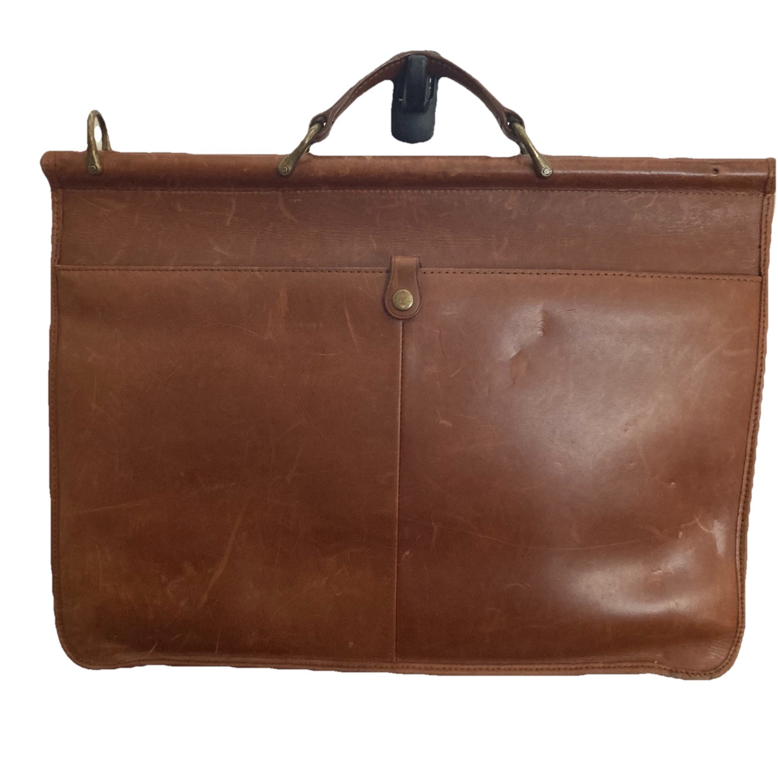 Vtg LL Bean Brown Leather Briefcase Attaché Organizer 17” x 12.5” Business Folio