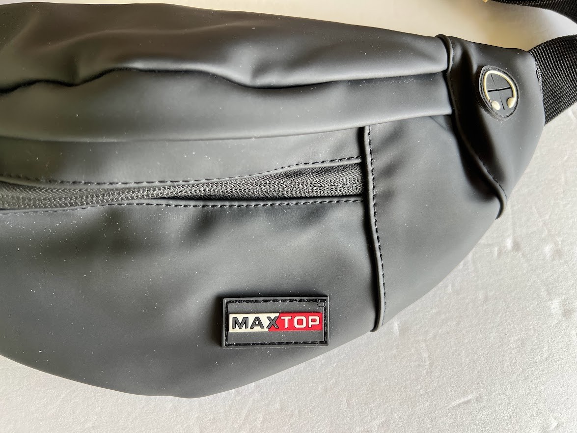 MAXTOP Weatherproof Crossbody Fanny Pack, Black color with 4 Zipper Pockets