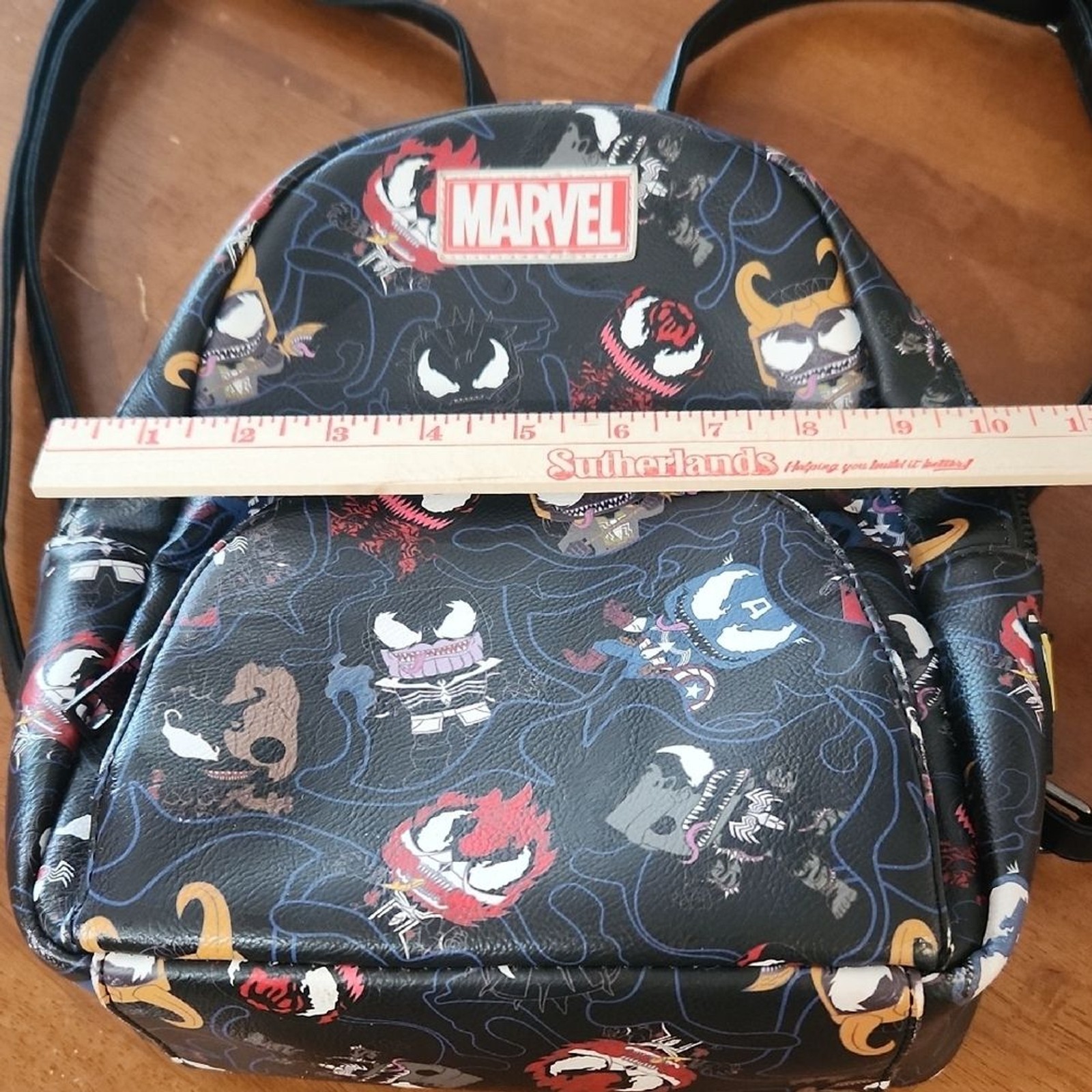 Loungefly Marvel Character Print Backpack – Black and Multicolor