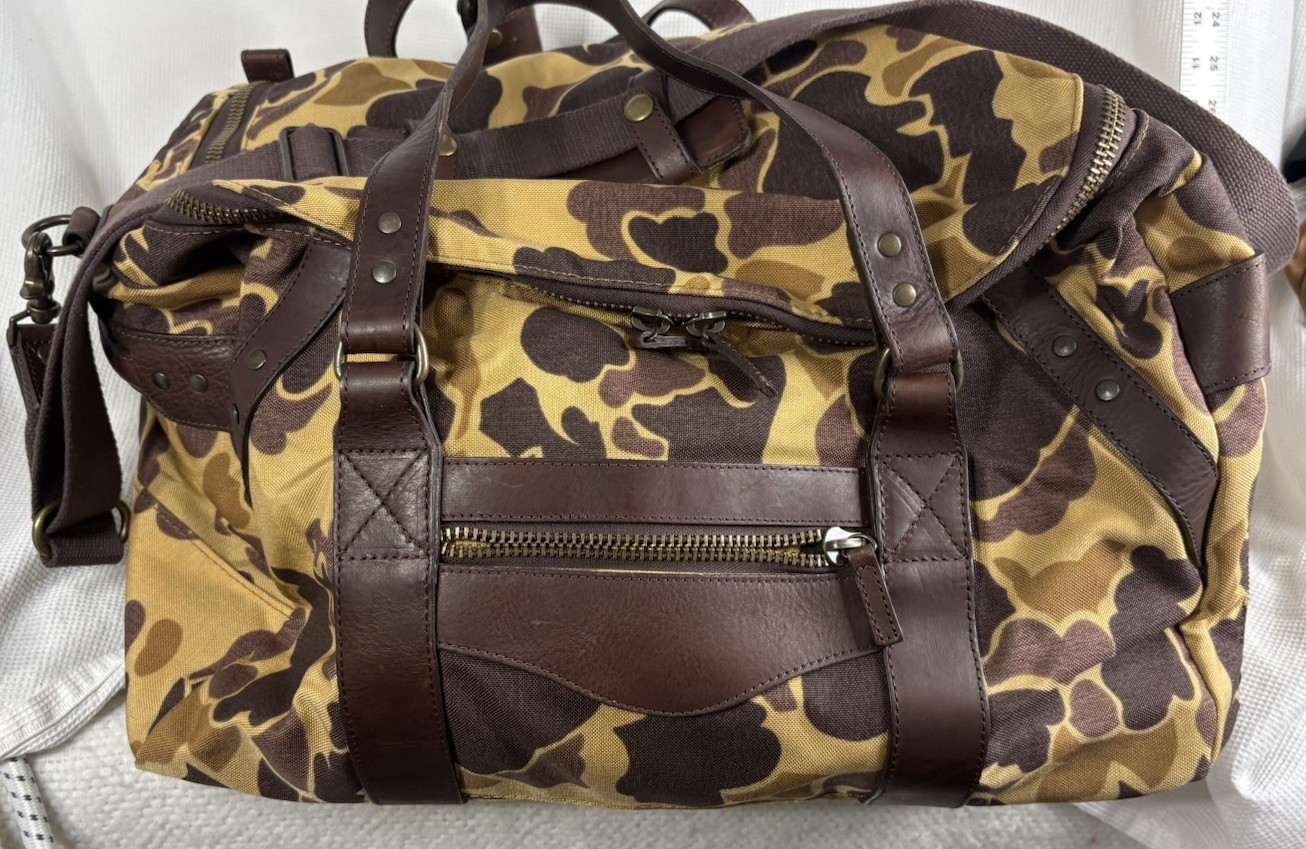 NWT Mission Mercantile Campaign Waxed Canvas Medium Camouflage Field Duffle Bag