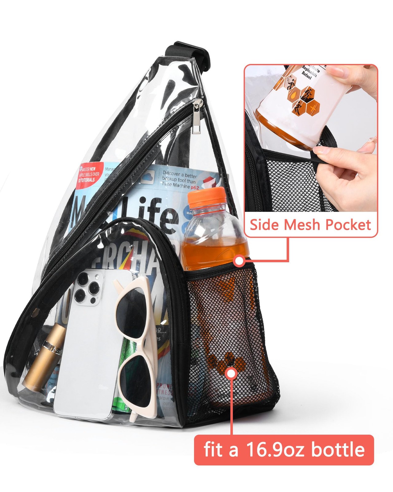 Clear Sling Bag Clear Bag Stadium Approved Transparent Shoulder Crossbody Backpa