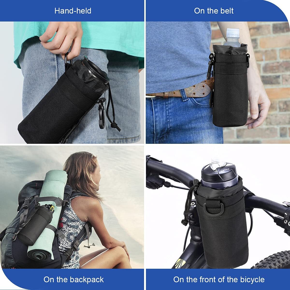 Tactical Molle Nylon Water Bottle Pouch Holder for Outdoor Travel Kit Kettle Bag