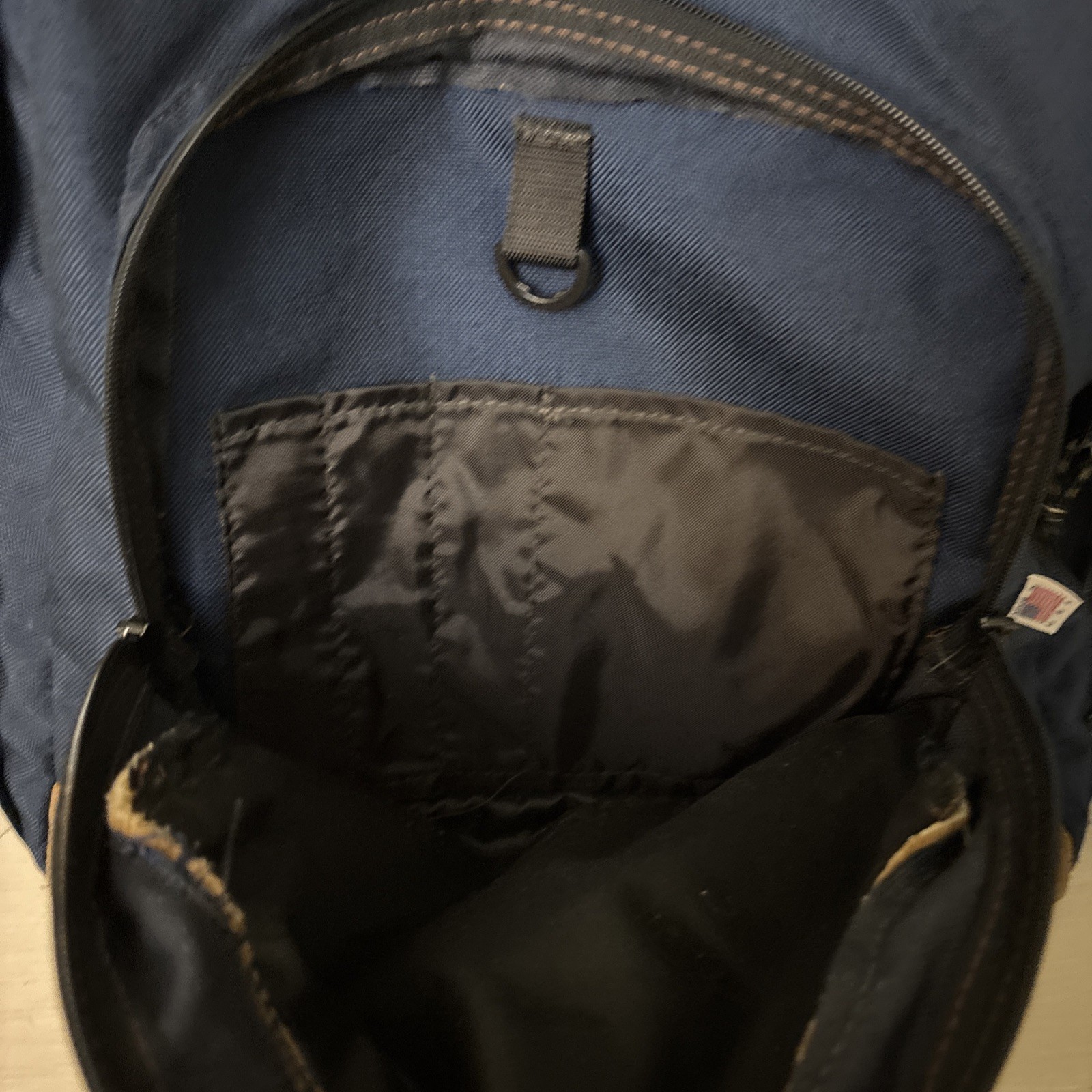 Vintage Outdoor Products Blue Leather Backpack Made in USA Hiking Day Pack