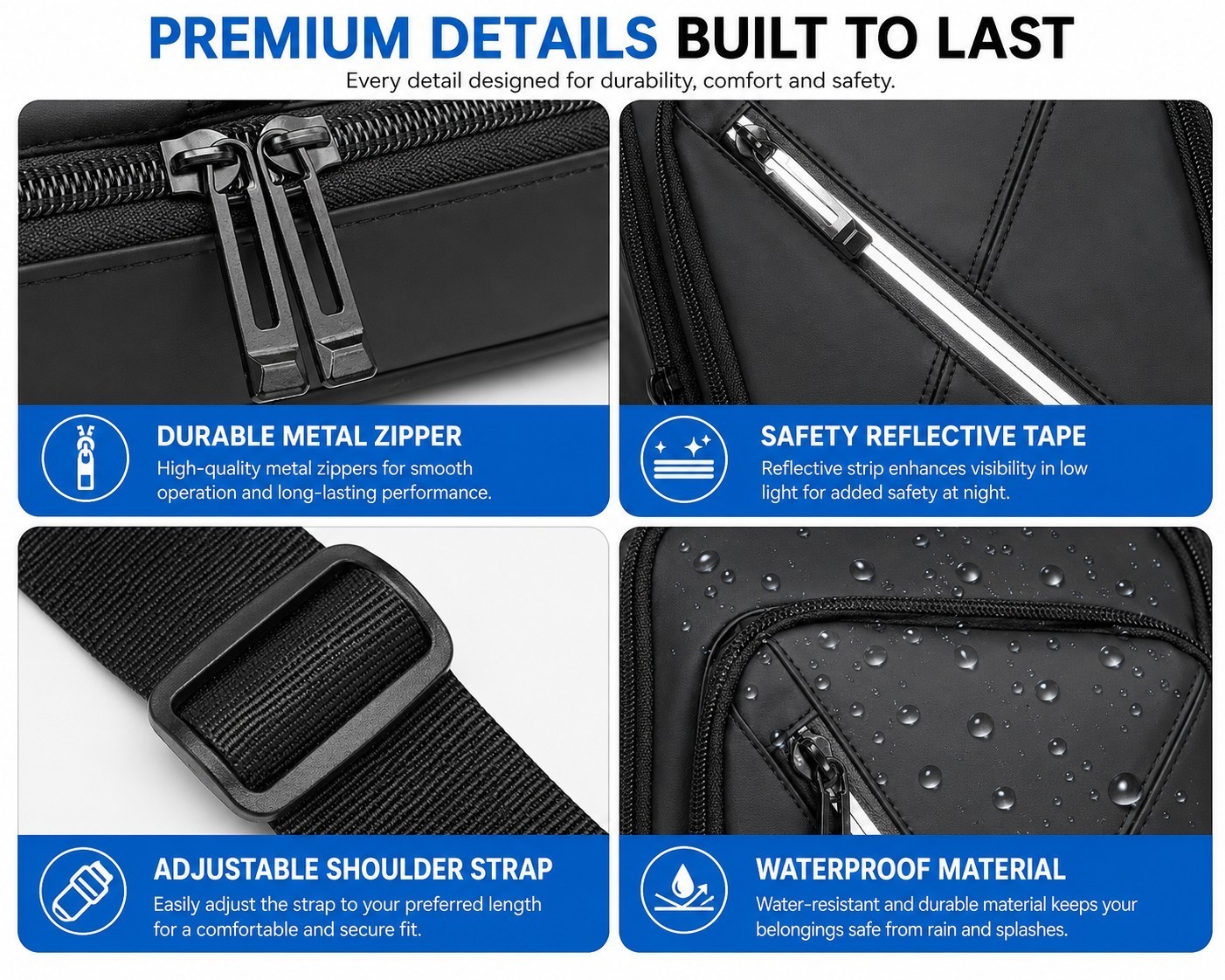 Men Women Nylon Sling Bag Backpack Crossbody Shoulder Chest Cycle Daily Travel