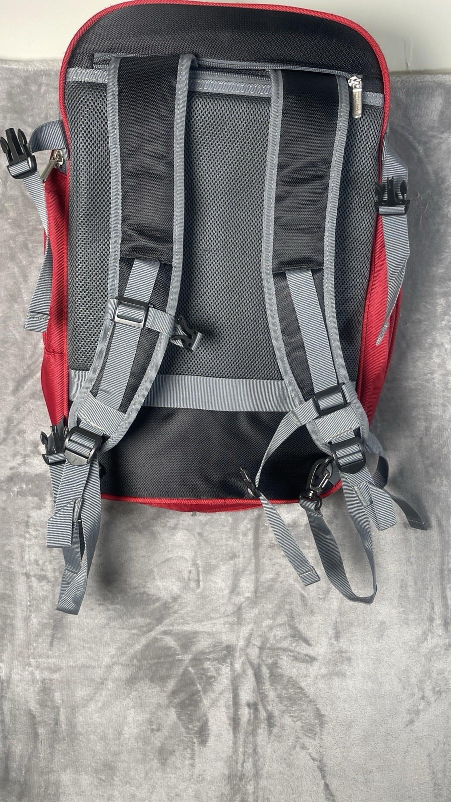 Amazon Basic Carry On Travel Backpack Multi Carry Option Red ( Dirty On Front