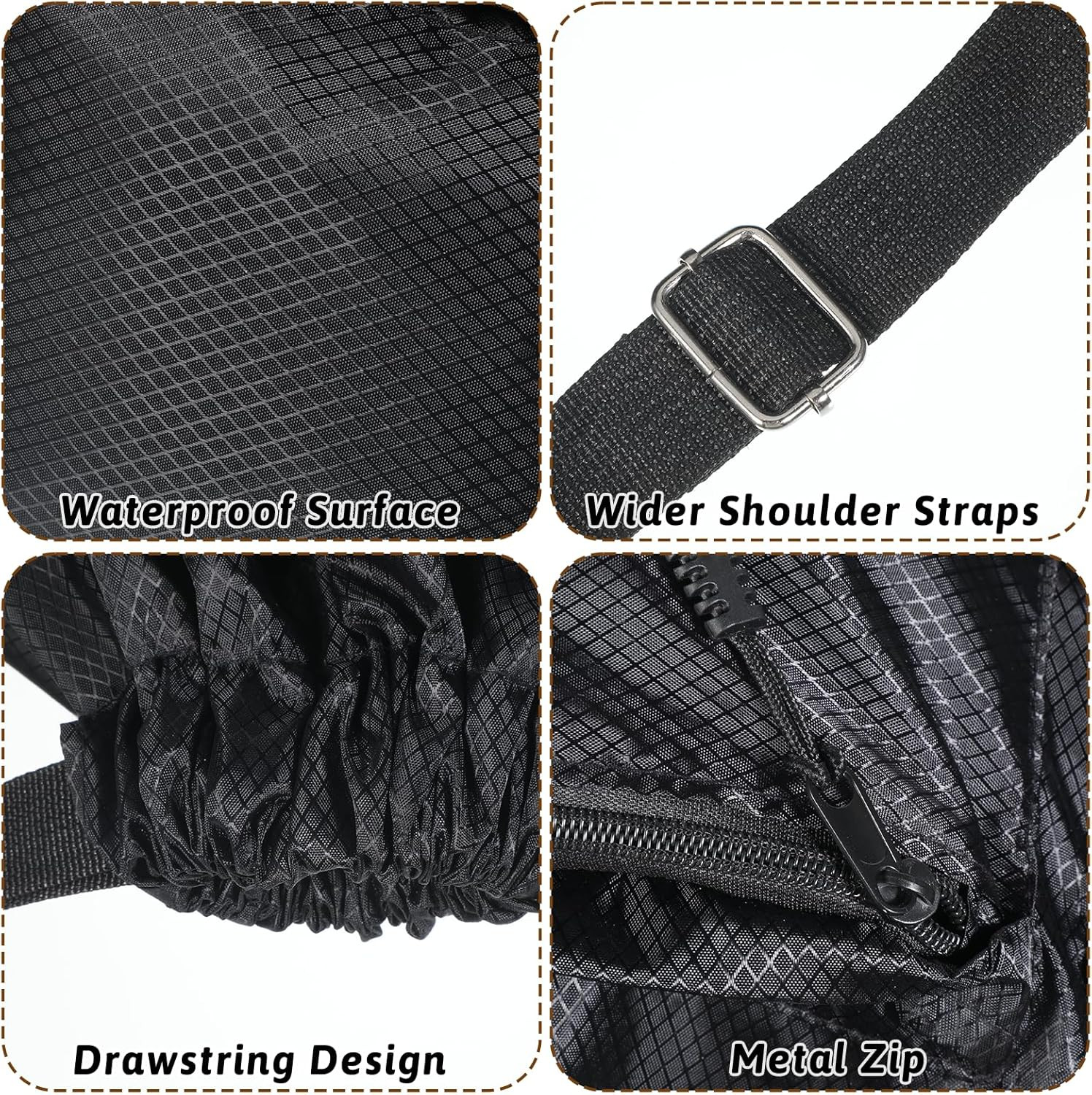 String Backpack, Sports Gym Drawstring Backpack with Water Bottle Pocket Black W