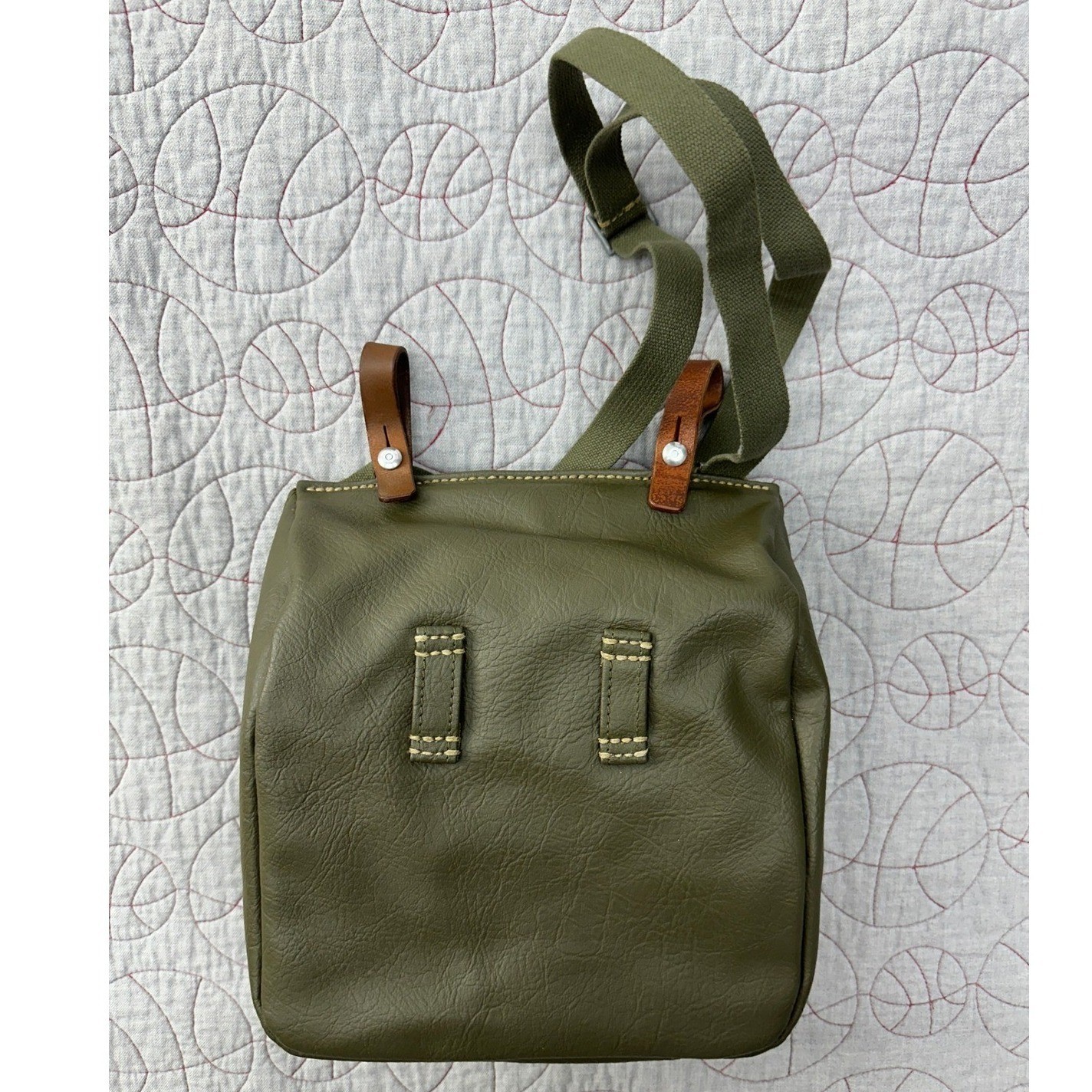 VTG Swiss Army A. Jacot Sellier Bread Bag Haversack Olive Green Canvas Leather