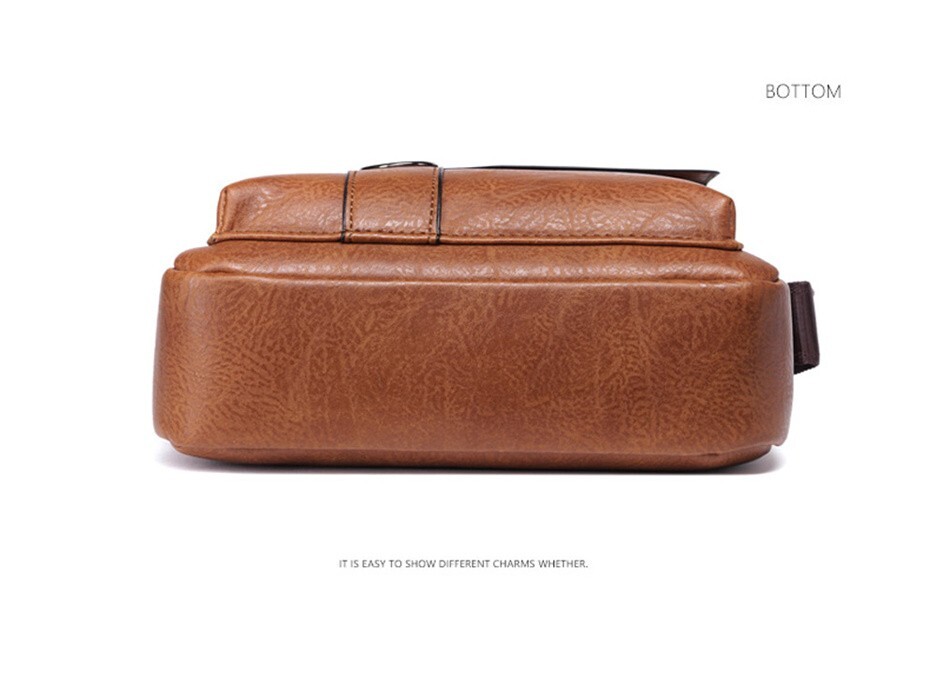 WEIXIER Men Crossbody Bag Vintage Handbag Large Capacity PU Leather Shoulder Bag