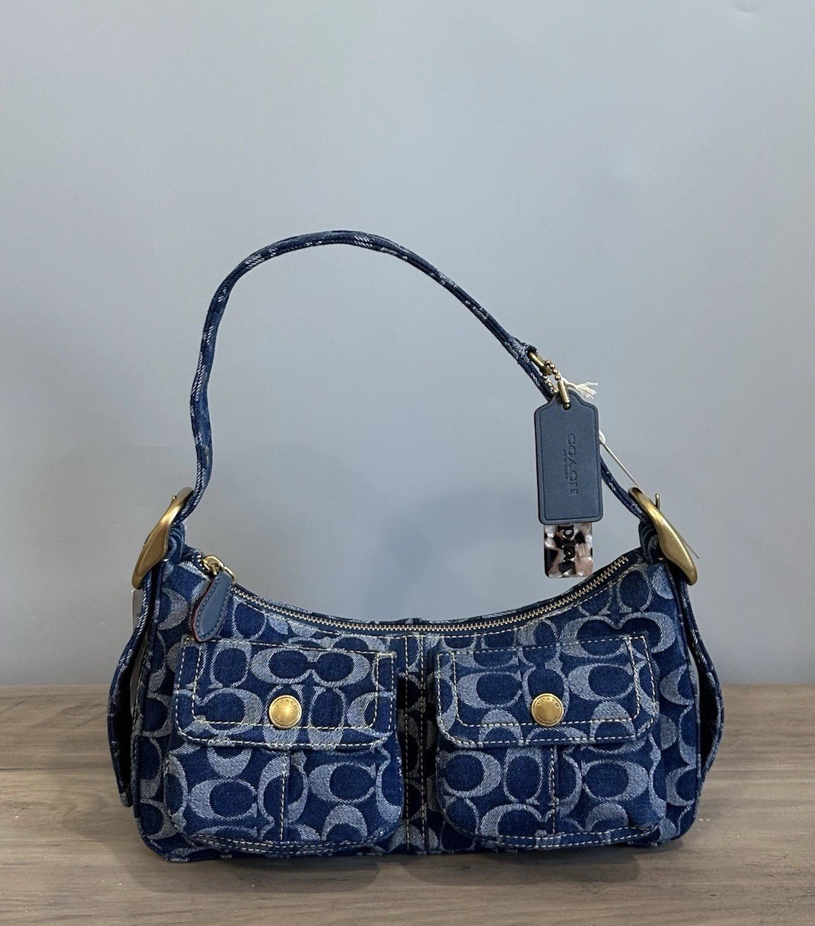 COACH Cargo Shoulder Bag In Upcrafted Signature Denim CCX90 NWT