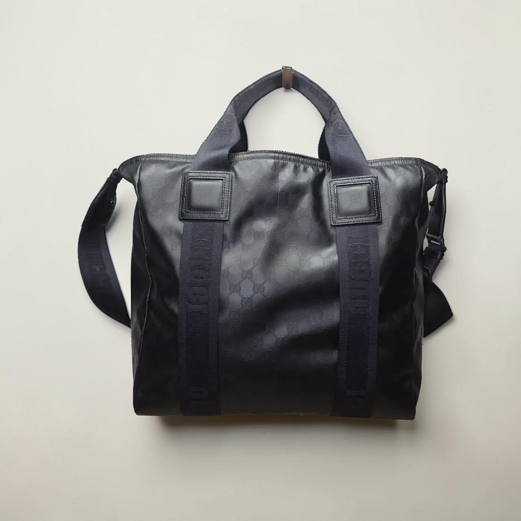 NWT Gucci Matte GG Crystal Canvas Tote Bag Black Logo Italy Authentic 779816