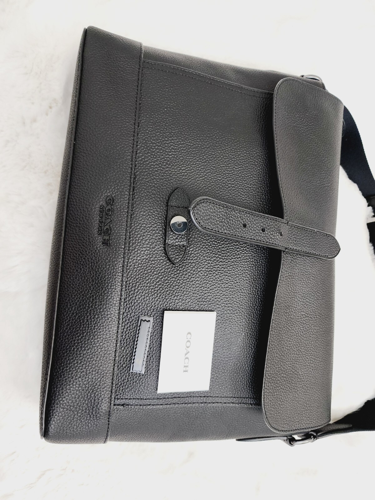 Coach Hudson Messenger Men’s Bag Pebble Leather Black 88892 Unisex Authentic