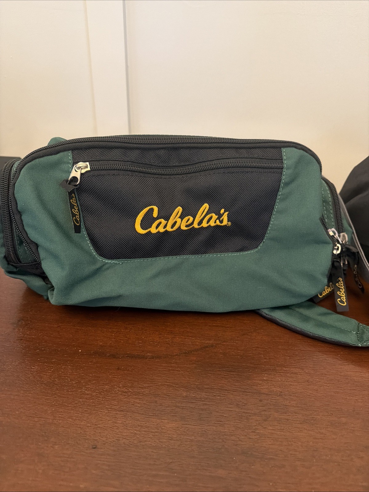 Cabelas Duffel Bag Green~Padded Shoulder Strap Zippers 13x10x7.5 Fish Hunt Clean