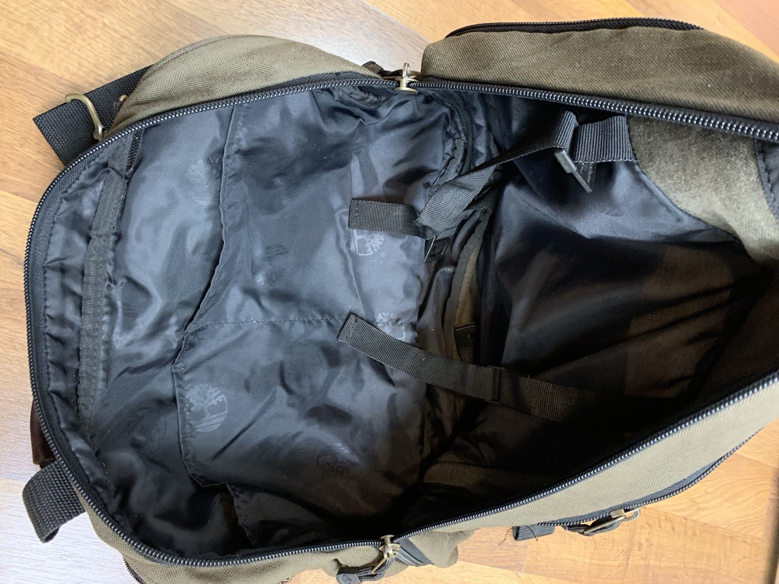 Timberland Canvas Messenger Bag Laptop Briefcase Green Black 14×17