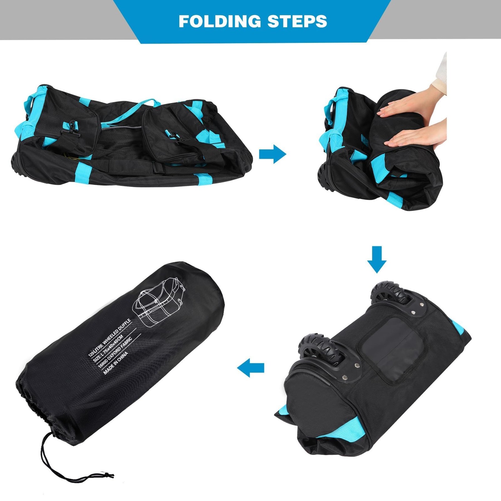 85L/120L/140L Foldable Duffle Bag with Wheels, Large Travel Duffel Bag, 85l B…