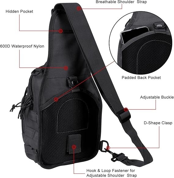 Men Backpack Tactical Sling Bag Chest Shoulder Fanny Pack Cross Body Molle Pouch