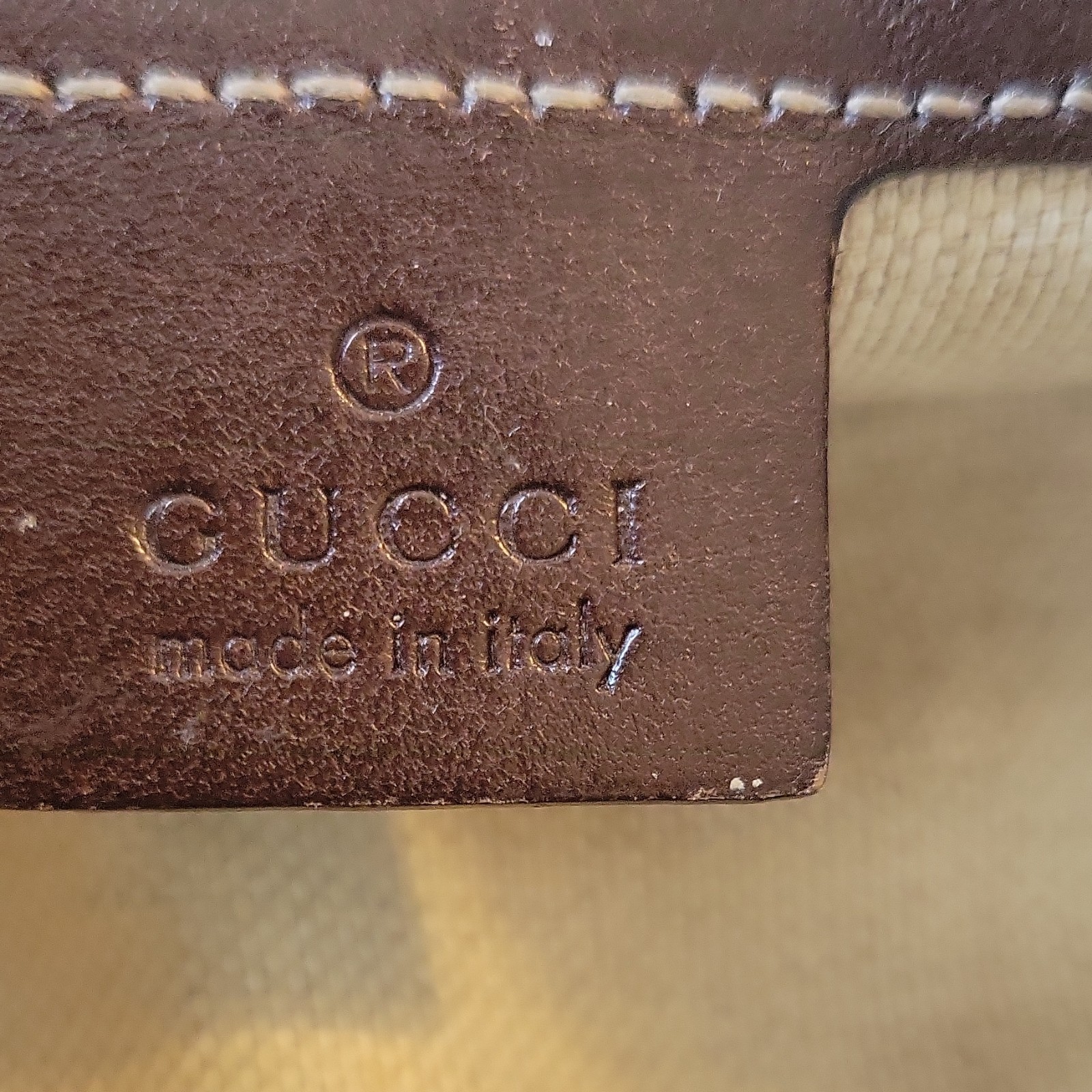 Gucci GG Monogram Messenger Bag Beige/Brown Zip Shoulder Crossbody Strap