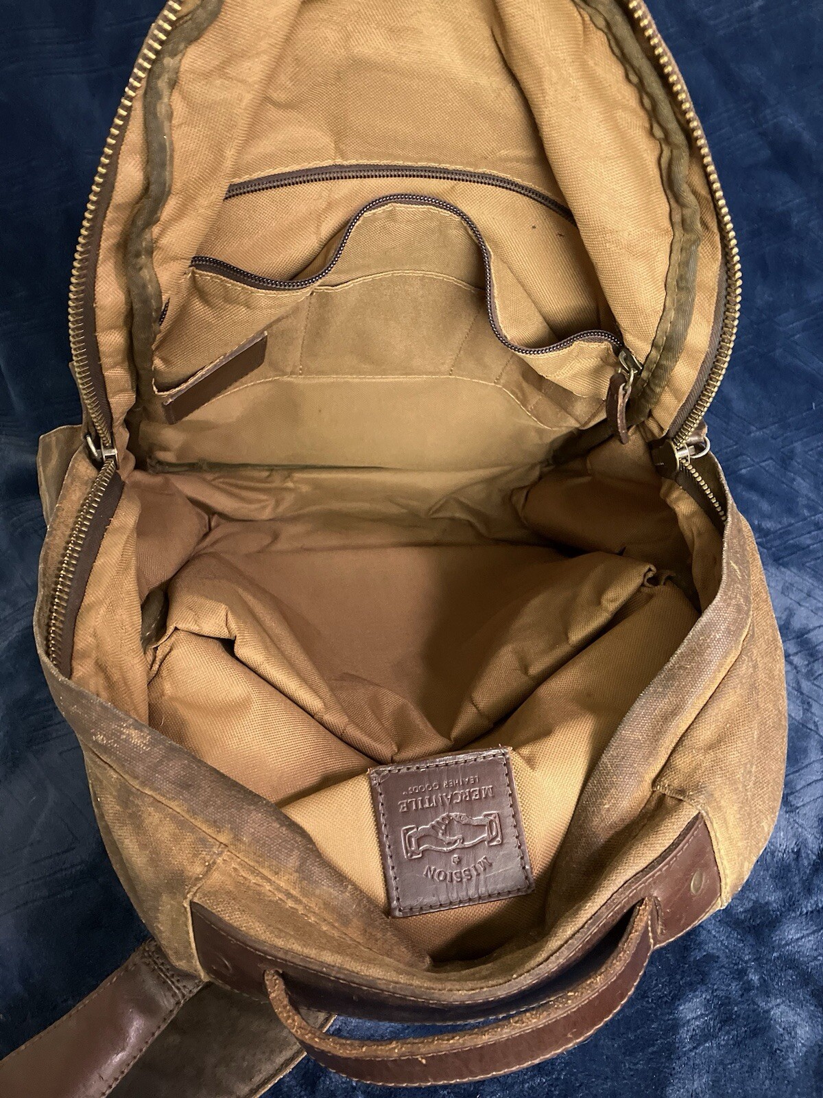 Mission Mercantile Backpack Waxed Canvas Leather Large Laptop Day Bag ISSUES