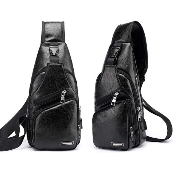LEBULLBRO Men Sling Backpack Genuine Leather Chest Crossbody Travel Shoulder Bag