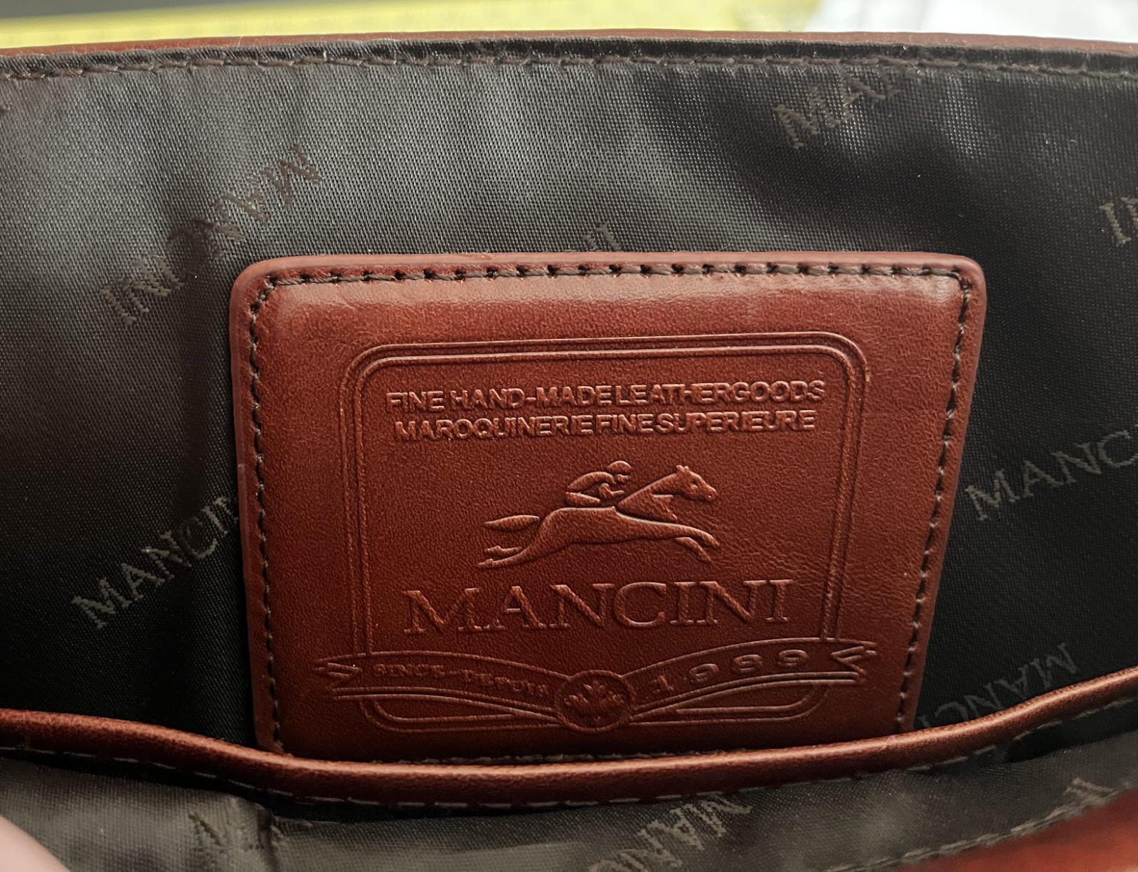 Mancini Cognac Leather Briefcase/Laptop Bag