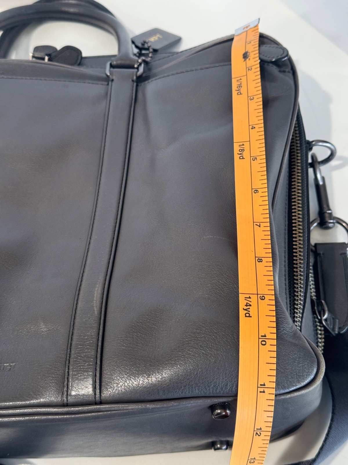 H1880-23791 COACH MEN’S METROPOLITAN DOUBLE ZIP BUSINESS-GRAY LEATHER BRIEFCASE